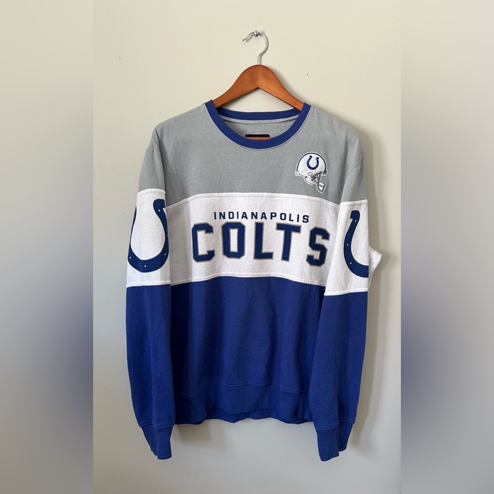 Indianapolis Colts Men’s Colorblock Crewneck Sweatshirt - Blue/Gray/White